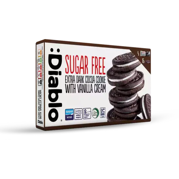 Diablo Suger Free Extra Dark Sandwich Cookies with Vanilla  176g