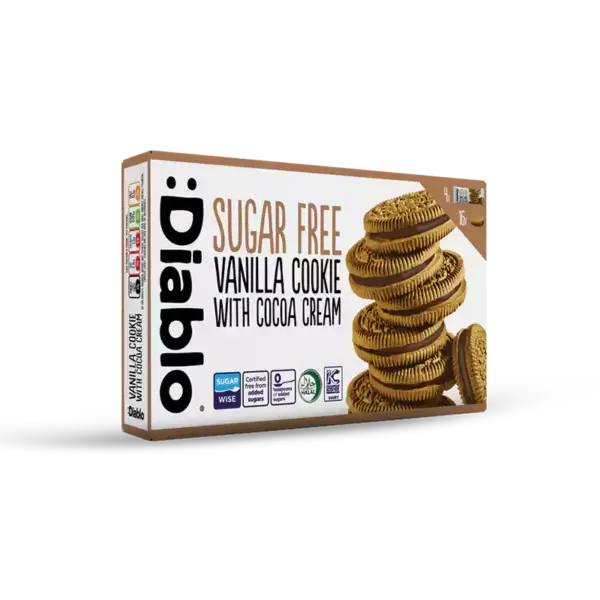 Diablo Suger Free Vanilla Sandwich Cookies with Cocoa Cream 176g